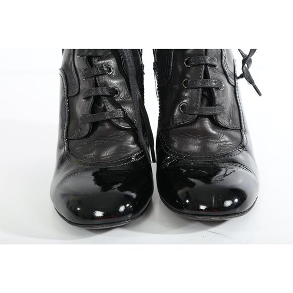 LAURENCE DACADE Black Patent Leather Lace up High Heel Ankle Boots Booties 36.5 - Picture 8 of 8